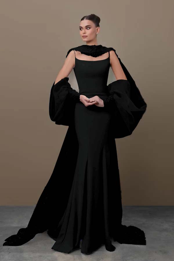 Spaghetti Strap Sleeveless Long Mermaid Evening Formal Dress With Sequined