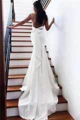 Spaghetti-Straps Fascinating Backless Mermaid Beach Wedding Dresses