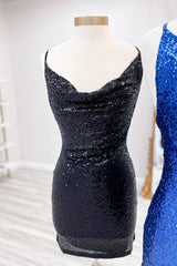 Spaghetti Straps Golden Homecoming Dresses Bodycon Short Cocktail Dresses with Sequin