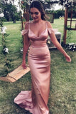 Spaghetti Straps Pink Sheath Bridesmaid Dresses Sexy Formal Dresses