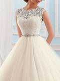 Sparkle & Shine Ball Gown Wedding Dress Lace Tulle Cap Sleeve Vintage Bridal Gowns Illusion Detail with Sweep Train