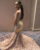 Sparkling Crystal Appliques Straps Prom Dresses | Open Back Mermaid Evening Dresses