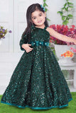 Sparkly Sequined One-Shoulder Princess Flower Girl Dress with Flowers On Sale