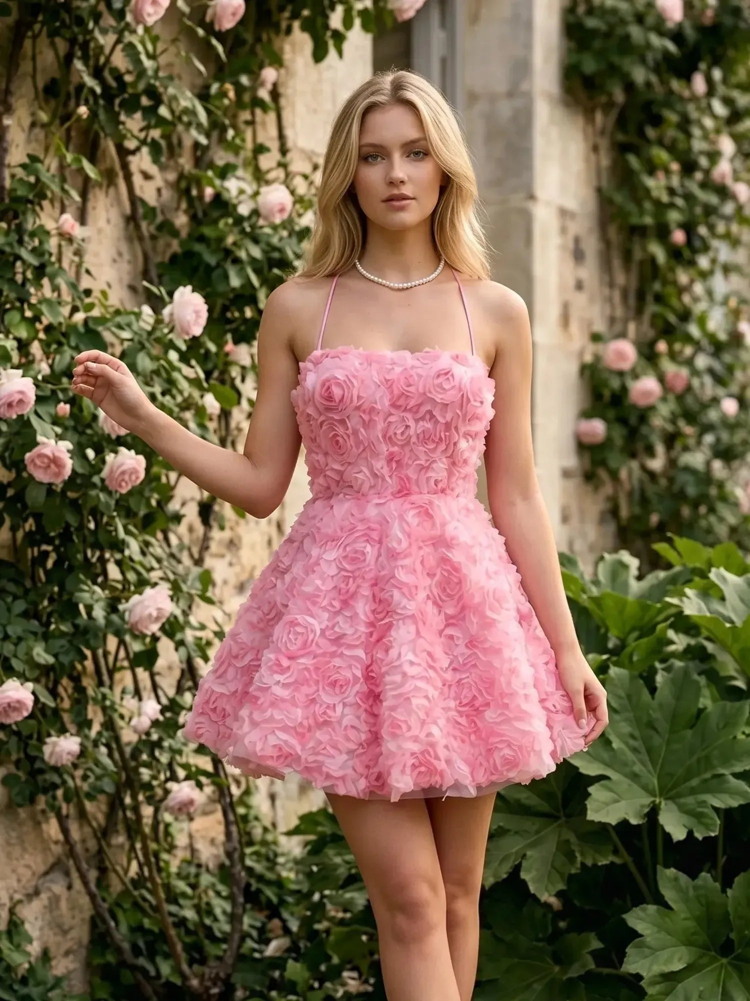 Square Neck 3D Rose Petal Corset Homecoming Dresses Mini Cocktail Dress