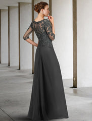 Square Neck Long A Line Mother of the Bride Dress