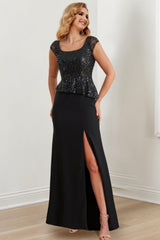 Square Neck Long Sheath Column Mother of the Bride Gowns