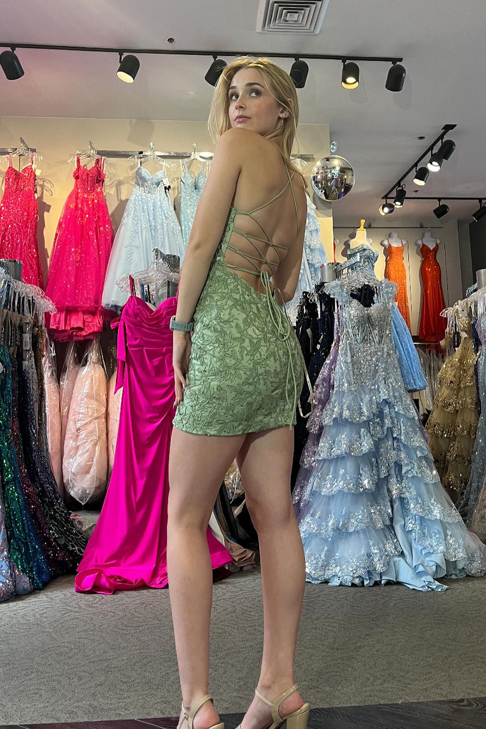 Stormy Homecoming Dresses Spaghetti Straps Tight Short Cocktail Dresses with Appliques