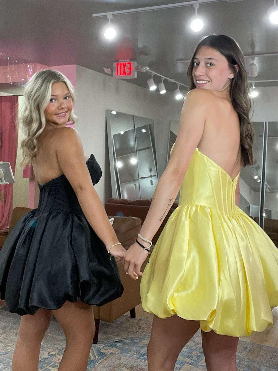 Strapless Bubble Short Homecoming Dress with Boning