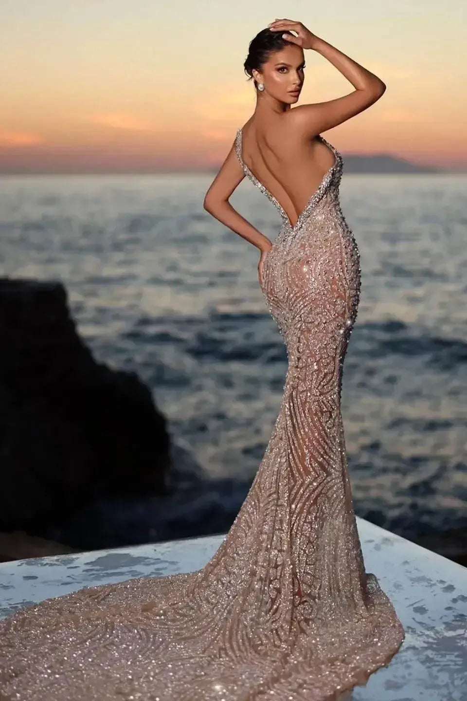 keyhole mermaid prom dress Suzhoufashion Strapless Keyhole Beaded Prom Dresses Mermaid Evening Formal Dresses