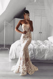 Strapless Lace Appliques Sexy Prom Dress | Floor Length Sleeveless Evening Dresses
