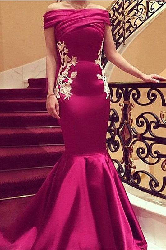 Strapless Mermaid Lace Applique Evening Gown Latest Custom Made Party Dress