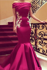 Strapless Mermaid Lace Applique Evening Gown Latest Custom Made Party Dress