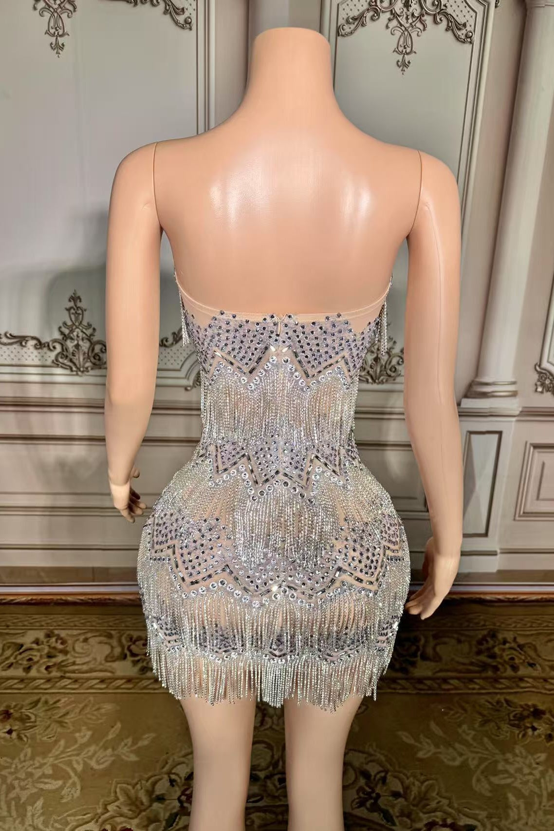 Strapless Mini Homecoming Dresses Silver Cocktail 1920s Party Dress with Fringes