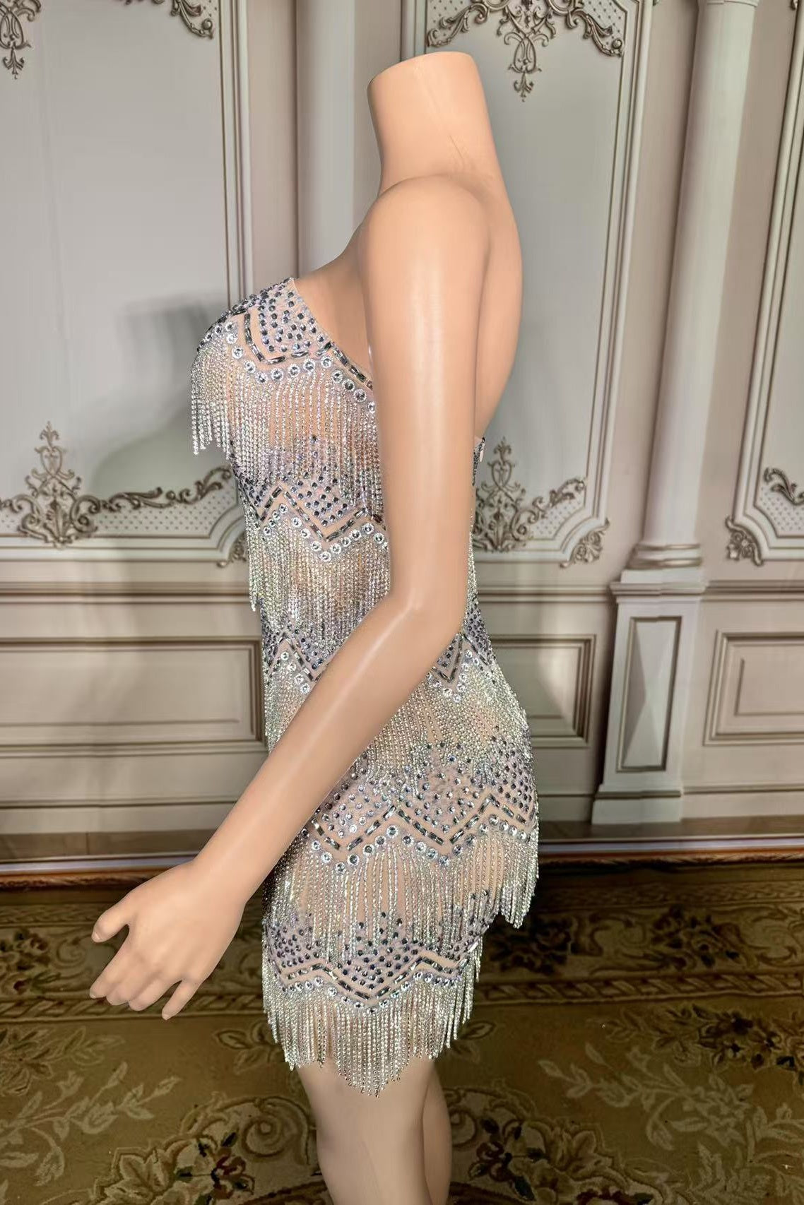 Strapless Mini Homecoming Dresses Silver Cocktail 1920s Party Dress with Fringes