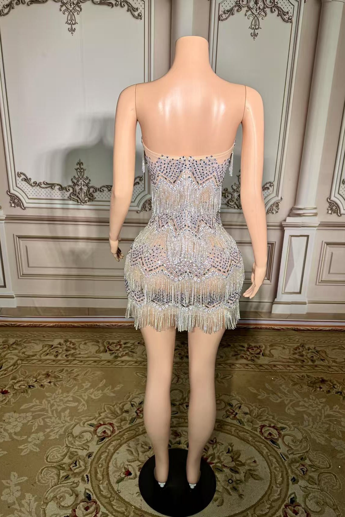 Strapless Mini Homecoming Dresses Silver Cocktail 1920s Party Dress with Fringes