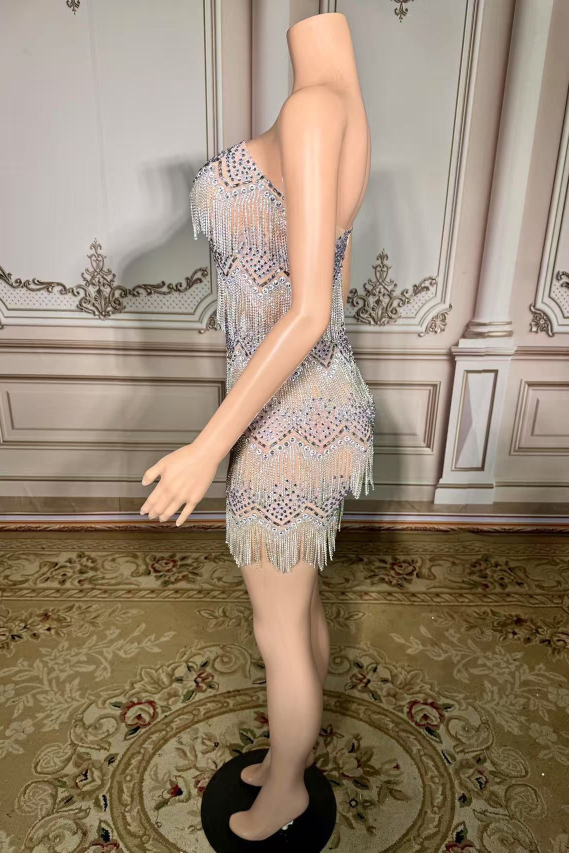 Strapless Mini Homecoming Dresses Silver Cocktail 1920s Party Dress with Fringes