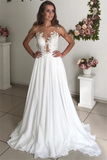 Strapless Sheer Tulle Chiffon Wedding Dresses | Appliques A-line Bridal Dresses