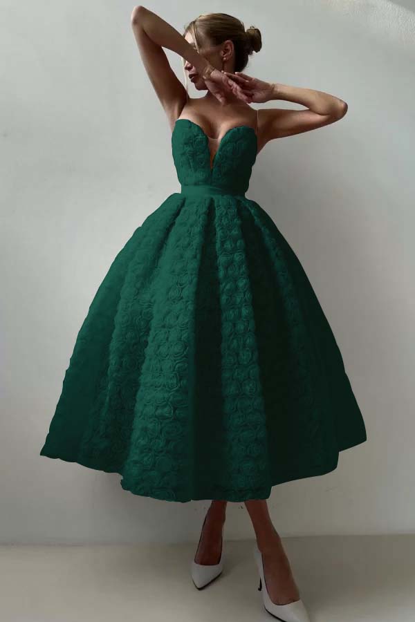 Strapless Sleeveless Long A Line Evening Formal Dress With Appliques Belt