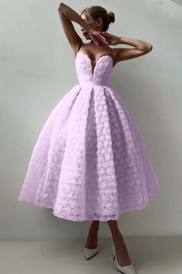 Strapless Sleeveless Long A Line Evening Formal Dress With Appliques Belt