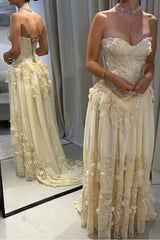 Strapless Sleeveless Long Evening Formal Dress With Pleated Appliques