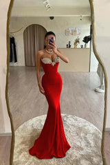 Strapless Sleeveless Long Mermaid Evening Formal Dress With Beading Pleated