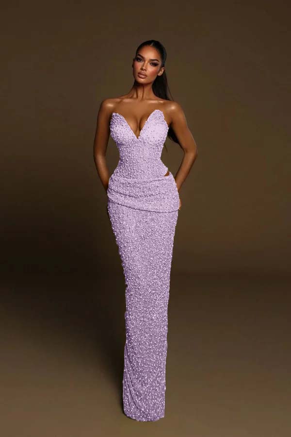 Strapless Sleeveless Long Mermaid Evening Formal Dress With Pleated Beading