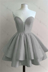 Strapless Sweetheart Sleeveless Pleated Short Homecoming Dress With Ruffles