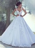 Straps Beads Appliques Ball Gown Wedding Dresses