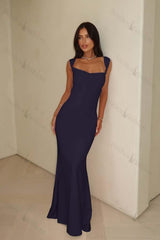 Straps Sleeveless Long Mermaid Evening Formal Dress With Pleated