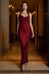 Suzhoufashion Stunning Dark Green Halter Sheath Long Satin Prom Dress