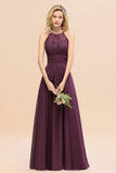 Stunning Halter Purple Floral Lace Maxi Bridesamid Dress Wedding Guest Dress
