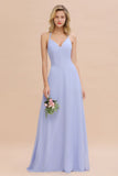 Stunning Halter Sleeveless V-Neck Long Elegant Bridesmaid Dress