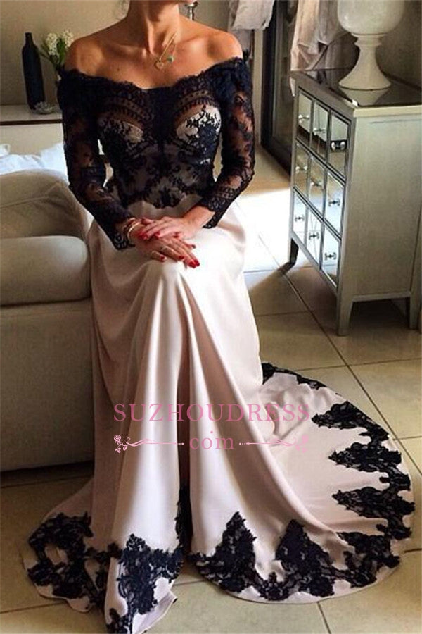 Stunning Long Sleeveless Lace Appliques Evening Gown | Strapless Black Evening Dresses