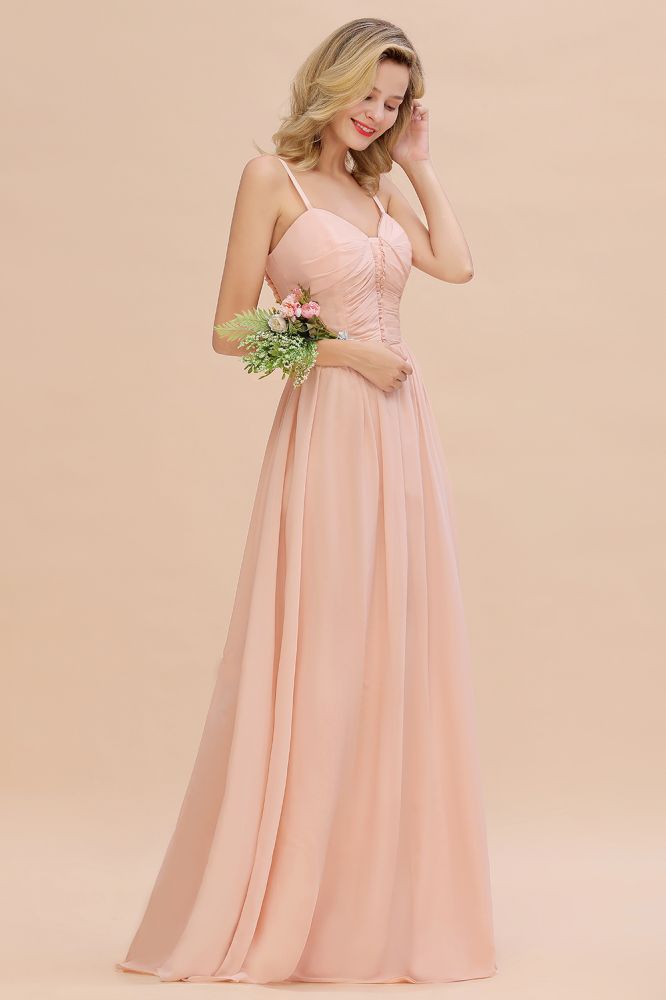 Stunning Spaghetti Straps Aline Bridesmaid Dress Sweetheart Chiffon Swing Evening Dress