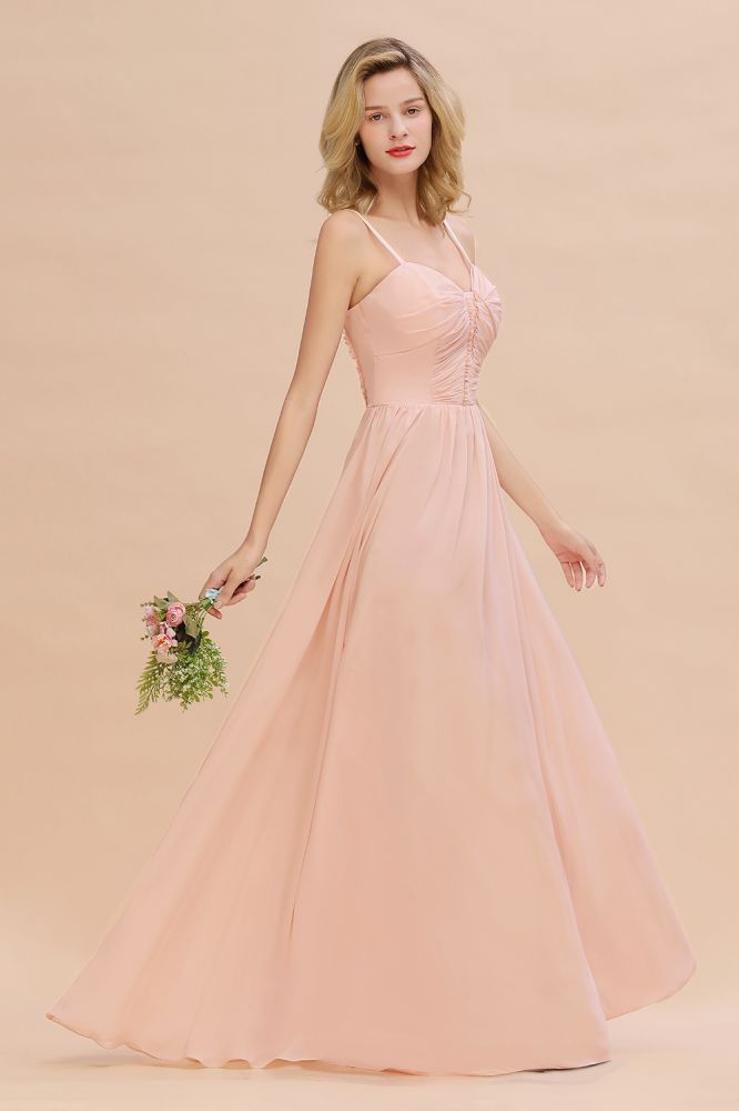 Stunning Spaghetti Straps Aline Bridesmaid Dress Sweetheart Chiffon Swing Evening Dress