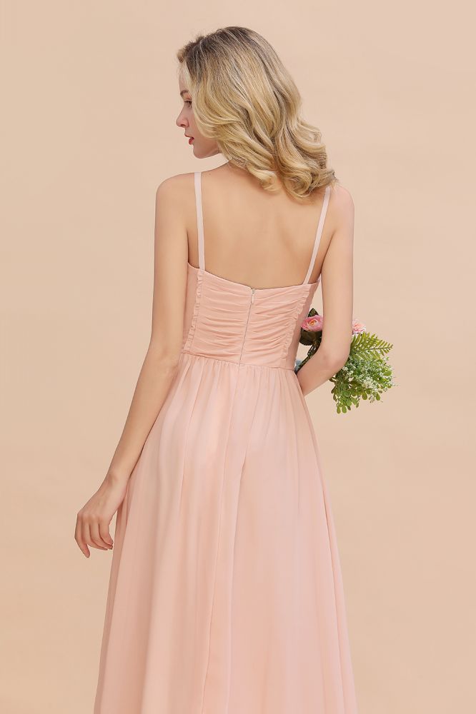 Stunning Spaghetti Straps Aline Bridesmaid Dress Sweetheart Chiffon Swing Evening Dress