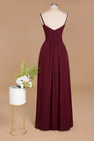 Stunning Spaghetti Straps Simple Evening Maxi Dresses Aline Chiffon Ruffle Party Gown