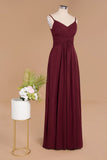 Stunning Spaghetti Straps Simple Evening Maxi Dresses Aline Chiffon Ruffle Party Gown