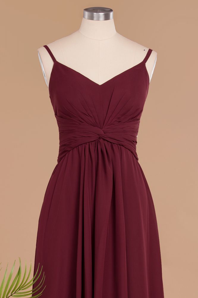 Stunning Spaghetti Straps Simple Evening Maxi Dresses Aline Chiffon Ruffle Party Gown