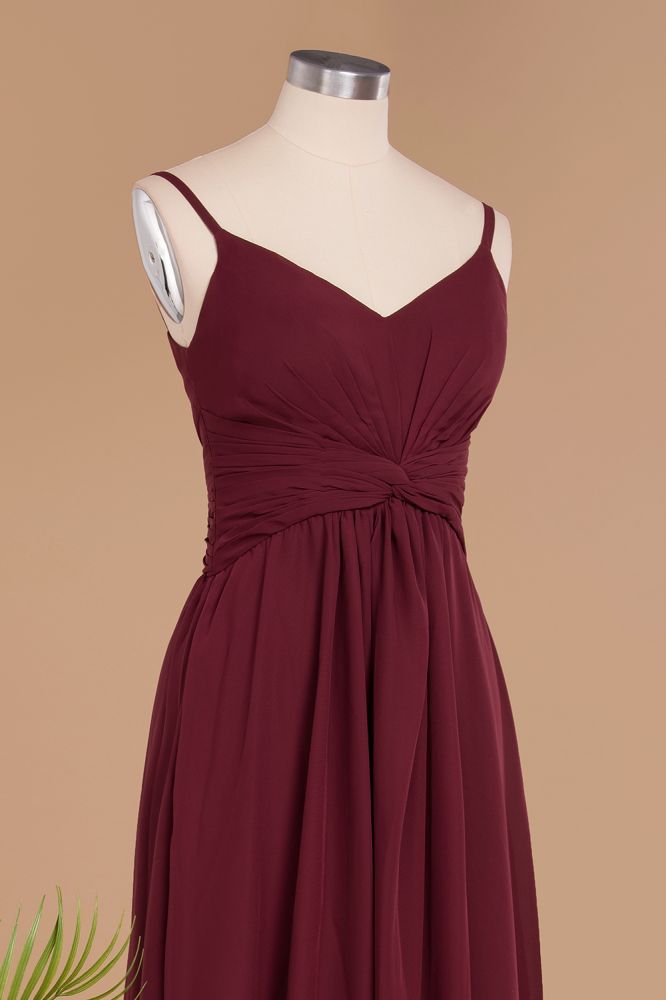 Stunning Spaghetti Straps Simple Evening Maxi Dresses Aline Chiffon Ruffle Party Gown