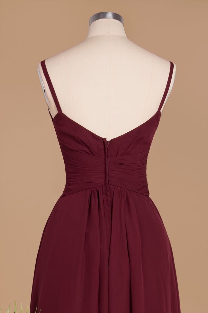 Stunning Spaghetti Straps Simple Evening Maxi Dresses Aline Chiffon Ruffle Party Gown