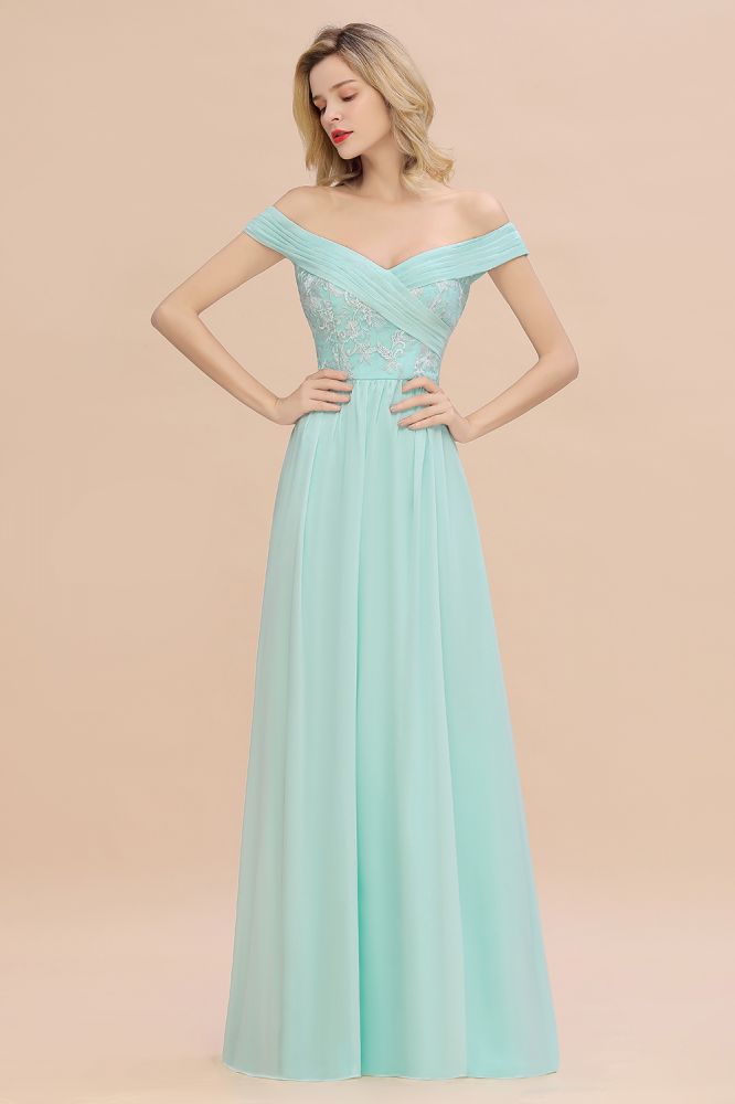 Stunning Sweetheart Ruffles Simple Prom Dresses Off the Shoulder aline Bridesmaid Dress