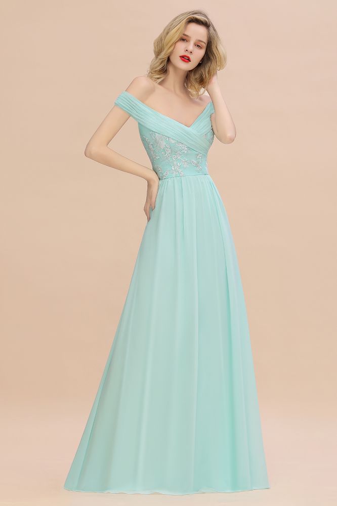 Stunning Sweetheart Ruffles Simple Prom Dresses Off the Shoulder aline Bridesmaid Dress