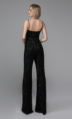 Stylish Sleeveless Spaghetti Straps Sequined Wedding Guest Jumpsuit