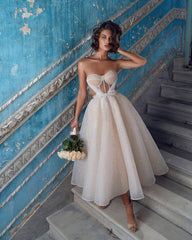 Stylish Sweetheart Sleeveless A-line Midi Prom Dress