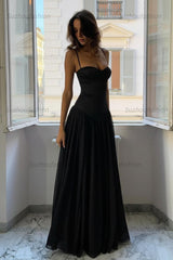 Suzhoufashion A Line Spaghetti Straps Pink Corset Prom Dress With Ruffles Formal Evening Gown