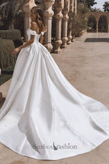 Suzhoufashion A Line Wedding Dress Satin Off the Shoulder Bridal Gown