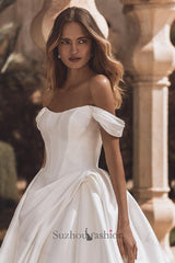 Suzhoufashion A Line Wedding Dress Satin Off the Shoulder Bridal Gown