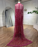 Suzhoufashion Amazing Fuchsia Mermaid Prom Dress Beadings Pearls With Cape