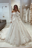 Suzhoufashion Amazing Off-the-Shoulder Appliques Long Sleeves Bridal Dresses Lace Appliques